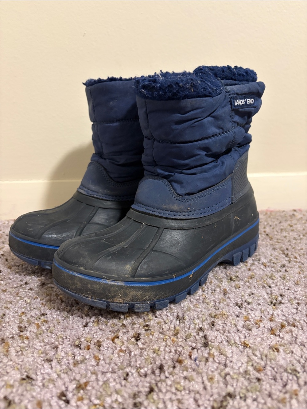 Lands' End Kids Navy and Black Winter Rain & Snow Boots